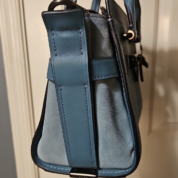 Coach NWOT Swagger With Tea Roses Design Blue Satchel/crossbody Bag - Picture 5 of 13